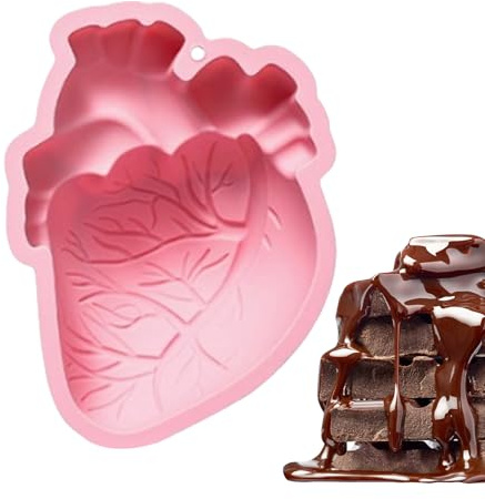 Amesor Molde de Corazón Humano de Silicona - Molde De Corazón Humano En 3D De Silicona Hecho A Mano,Fácil Desmolde para Postres Chocolate Gelatina Muffin Jabón de Arcilla Cera Resina