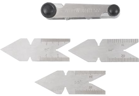LIFKOME 4 piezas Galgas de Rosca y Calibre Central Acero Resistente Pulido y Fácil de Leer para Medir Paso Métrico Inglés con Precisión Taller y Carpintería