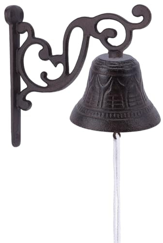 FREEBLOSS Campana de cena vintage de hierro fundido para exteriores e interiores, campana de cena montada en la pared, resistente al óxido, campanas decorativas para colgar, campanas fuertes para