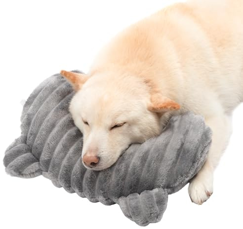 Jiupety U-förmiges Hundekissen waschbares Kuschelkissen, Orthopädisches Kissen, Spielzeug-Kissen für mittelgroße Hunde mit Nackenstütze für Tiefe Entspannung und Schlaf, Grau, Größe L