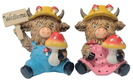 JINGLING Figurine de vache - 2 pièces - Jolie sculpture de ferme en résine - Vache - Décoration de jardin - Pour les vacances d'automne - Fête - Bureaux de jardin - Cour - Entrée - Salon - Dortoir