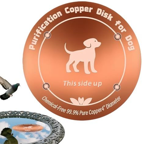 Vhjlfig Disco de cobre para alimentador de agua de pollo, bandeja reforzada de cobre natural de 3.9 pulgadas, baño de metal para pájaros, pinza, loros, hogar, jardín, patio, paisajismo, parque