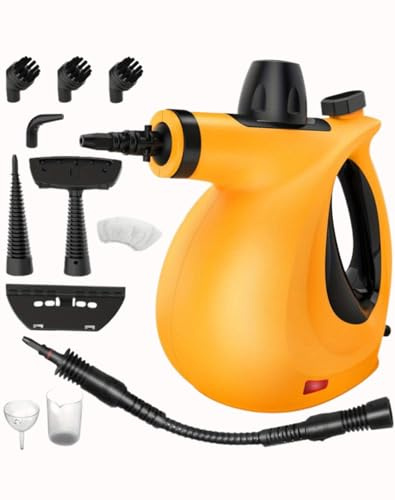 Vaporyx Limpiadora Profesional, Vaporyx Limpiadora, Limpiador a Vapor Portátil De 1050 W Con 9 Accesorios Para La Limpieza Del Hogar, Suelos, Tapicerías, Juntas, Azulejos Y Coches (Amarillo)