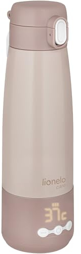 Lionelo Thermup Bottle Bärbar Flaskvärmare för Resor & Termos 350 ml | för Bröstmjölk Ersättning och Vatten | 37–55 °C (5 Temperaturer) | Håller Värmen upp till 20 h | USB-C | Beige