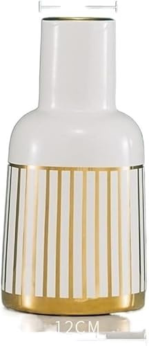 Vaso in ceramica per coltura idroponica, vaso da fiori bianco rustico con texture a grana dorata, perfetto accento decorativo per scrivania o decorazione per la casa