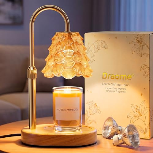 Draome Candle Warmer Lamp Gifts for Women Birthday - Dimmable & Timer | Height Adjustable Flameless Candle Lamp with 2 Bulbs, New Home Bedroom Decor Gifts for Mom and Friends