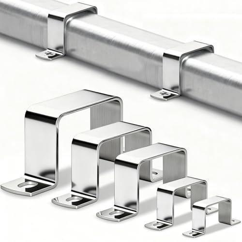 Lot de 8 colliers de serrage carrés - 60 x 60 mm - Colliers de serrage en U - En acier inoxydable 304 - Colliers de serrage carrés - Colliers de serrage carrés - Colliers de serrage pour tube carré
