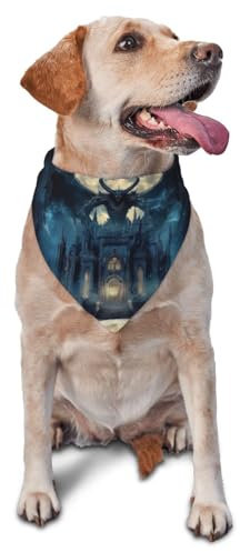 Écharpe triangulaire pour chiens et chats, motif château de gargouille hantée, bandana réglable pour les séances photo