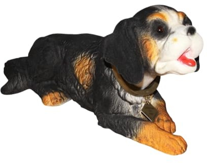 RAKSO Wackel Figur Hund Berner Sennenhund Wackelfigur H 14 cm groß Dekofigur mit Wackelkopf