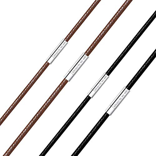 Richsteel Lederkette Herren Leder Halskette Choker für Damen 2/3mm breit Schwarz/Braun mit Drehverschluss Schmuck 40/46/50/56/61/66/71/76 cm Geeignet für Männergeschenke