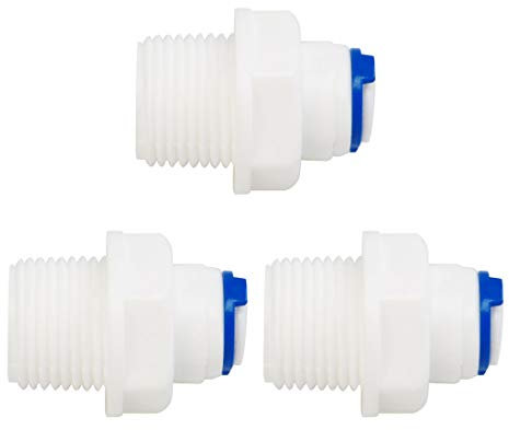 sourcing map 3pcs 3/8 Inch BSP Male to 1/4 Inch OD Straight Quick Connect Water Purifiers Tube Fittings Push Connector Water Hose for RO Reverse Osmosis Systems