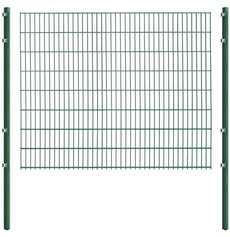 Doppelstabmattenzaun - Komplettset inkl. Pfosten und Montagematerial - Verschiedene Längen und Höhen – Grün oder Anthrazit (L 8 m | H 163 cm | Grün)