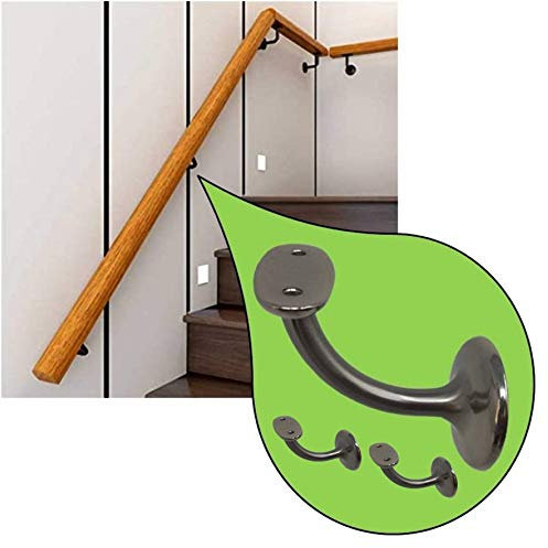 Parpyon® Supporti per corrimano a muro Staffe tubo passamano legno o Ferro accessori per ringhiere, Reggi Tubi con tasselli e viti prodotto italiano (Supporti V42, Nichel Satinato-V42)