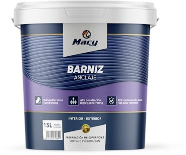 Macy Barniz Anclaje con Alta Capacidad de Fijación para Interior y Exterior al Agua. 16 Litros. Color Blanco
