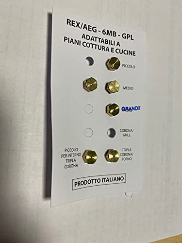 COMPATIBILI CON TUTTI MODELLI PIANI COTTURA UGELLI KIT COMPLETO 6 PEZZI A GPL GAS PROPANO LIQUIDO PASSO 6 MB