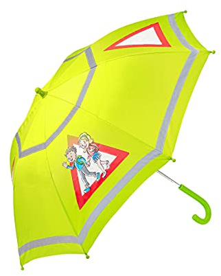 Quick Safety® Kinder Regenschirm Doppel-reflektierend. Sicher zur Schule und nach Hause. Mädchen Jungen-Schirm Ø86cm Schirmdach 262g (Lemon green)