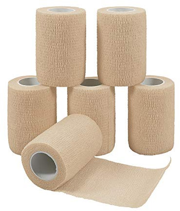 Nutoko 6 Rotoli Benda Elastica Bendaggio Adesiva Coesiva Benda Nastro Elastico Autoadesivo Salvapelle Sport Nastro Bendaggio Sportivo per Mani, Piedi, Ginocchia, Braccia 7.5cm x 4.5m