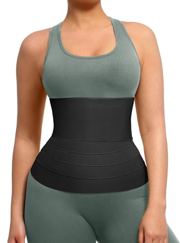 FeelinGirl Waist Trainer for Women Tummy Control Trimmer Belt One Size Waist Cincher Snatch Bandage Wrap Plus Size Body Shaper Black