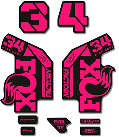 STAR SAM Autocollants compatibles avec fourche de vélo Fox 34 Factory Step Cast 2022 Rose fluo 1 cm