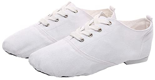 Jazzdansskor Canvas Split Sole Balett Yoga Dansskor Andningsbar buffert för barn Vuxna kvinnor,White,40 EU