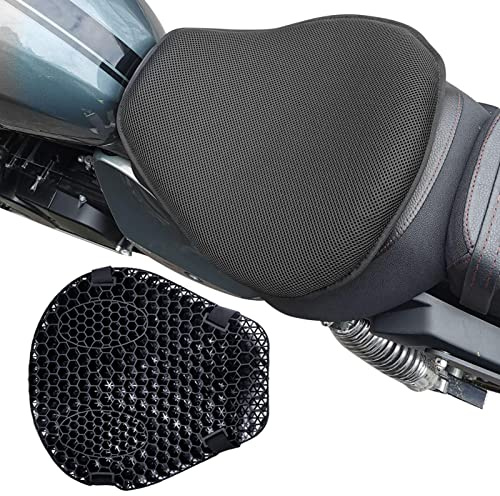 Stronrive Coussin de Gel pour siège de Moto | Selles Moto Honeycomb Shock Relief Absorption | Coussin de siège Respirant en nid d'abeille pour soulagement de la Pression, Grand pour selles