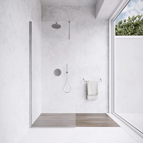 Box Doccia 60cm Walk-in Altezza 200cm Vetro Temperato Trasparente da 8mm con Trattamento Anticalcare mod. Lazaros