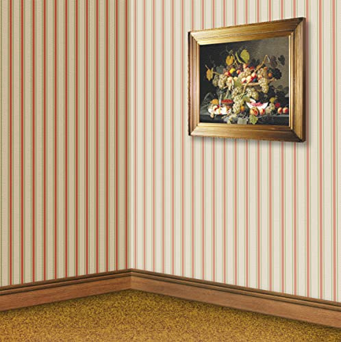 Stick & Go Repositionable Self Adhesive Dolls House Wallpaper 1:24 Scale (Set of 4 Sheets) - Regency Stripe Wallpaper - No. 11