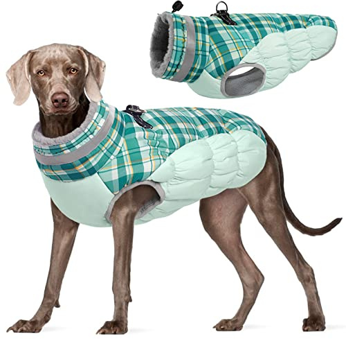 Kuoser Wintermantel für Große Hunde Wasserdicht Winddicht Hundejacke, XL | Wasserdichter Winddichter Hundemantel mit Reißverschluss, D-Ring & Reflektoren, Warme Hundebekleidung für Herbst & Winter