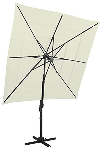 RONGQI Sombrilla de 4 Niveles con Poste, Parasol Exterior Jardin, Sombrilla Jardin, para Sol De Playa, Aluminio Arena 250x250 cm