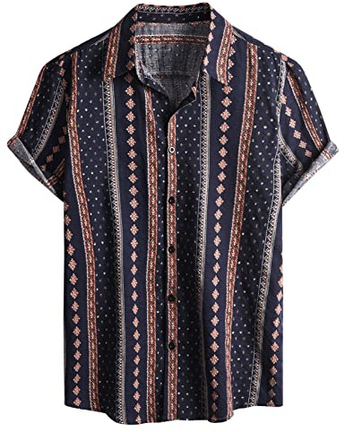 Yuson Girl Funky Hawaiiansk skjorta herr kortärmad Aloha-design strandskjortor med knappar sommar ledig blommig skjorta hawaiianskt tryck skjorta strand sommar hawaiiansk skjorta