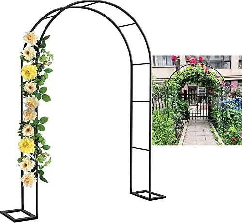 SEVSO Arche De Jardin pour Rosiers Largeur 120CM/140CM/180CM/240CM Arche Plante Grimpante, Metal Arche Treillis pour Terrasse Patio Arceau À Rosiers, Support pour Plantes avec Pied,Noir,W2.4M*H2.2M