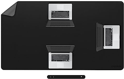 Chihein 150 x 80cm 4XL PU-Leder-Schreibtischunterlage (schwarz/grau), riesiges Mauspad, doppelseitiger Schreibtischunterlagenschutz, wasserfeste Schreibunterlage für Gaming/Büro/Zuhause