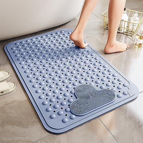 Tappetino Doccia Antiscivolo 80x50cm,Tappeto Doccia Antiscivolo con Ventose e Fori di Drenaggio,Tappetino Antiscivolo Doccia Grande,Tappeto Antiscivolo Doccia per Doccia e Vasca,Bagno (Blu)