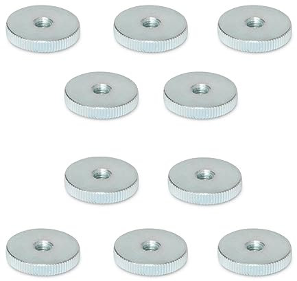 Ganter Normelemente | Écrous moletés plats | Écrous moletés (forme basse) | DIN 467-M6-ZB | 10 pièces | Acier galvanisé | Filetage : M6