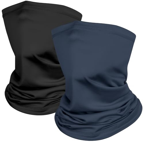 Kiiwah 2 Pièces Cache Cou Elastique pour Homme et Femme, Tour de Cou Coupe-Vent et Respirant Snood à Séchage Rapide pour Moto, Cyclisme, Ski, Randonnée, Course à Pied