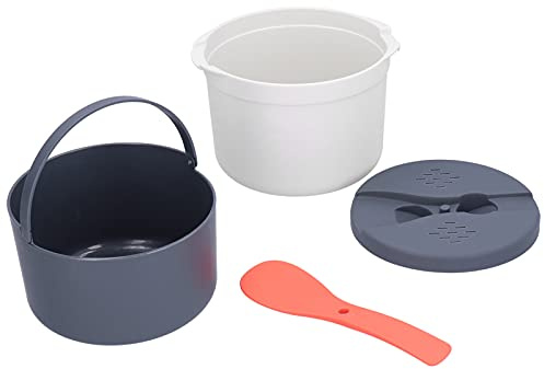 Microwave Oven Rice Steamer,2 Layer 2L Microwave Rice Cooker,Easy to Use Microwave Rice Maker Set with Lid and Strainer, Microwave Rice Cooker Steamer for Pasta,Potato,Vegetables,Quinoa