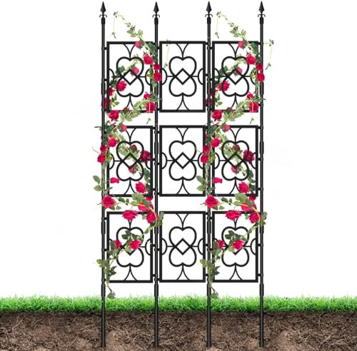Kalolary Rankgitter für Kletterpflanzen im Freien, 1,8 m Herzschutz, Gartenspalier, rostfrei, Rankgitter, Rahmen, Wachstumsunterstützung für den Innen- und Außenbereich, Obst, Gemüse, Blumen,