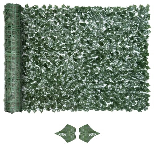Outsunny Haie Artificielle Brise-Vue Rouleau pour Balcon 3L x 1,5H m Vert | Feuillage Réaliste, Anti-UV
