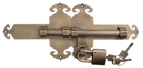 Türen schließen, Türriegel innen verschiebbar, oberflächenmontiertes Schiebetürschloss, langlebige Bolzen, verdickter 2-mm-Riegel, mit Messingschlössern und Kupfernägeln, Riegelschlösser, schützen Sie