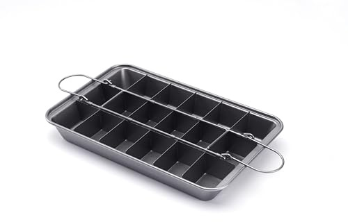 Ailelan Brownie Pan Non-Stick with Dividers, Brownie Cutter, Brownie Trays,18 Pre-slice All Edges, Muffin and Cupcake Pan for Baking - 12 X 8 X 2 Inches (Gray)