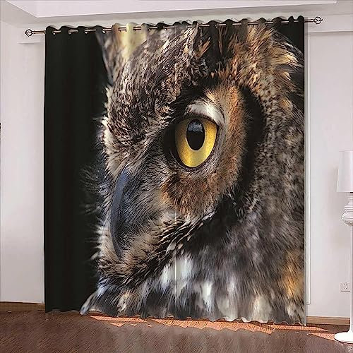 Kinder Vorhänge Schlafzimmer Tierische Eule Schiebegardinen Blickdichter Bedroom Children's Room Vorhang Mit Ösen Verdunkelungsgardine, Vorhänge 3D Wohnzimmer 2 X -1K9V0M4Q8N3