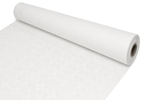 DeinPack 4 x Tischdeckenrolle 1m x 50m weiß | Damast Tischtuch Rolle | Einweg Tischdecke 50 Meter lang 1 Meter breit, ideal für Jede Party, Vereinsfeier, Geburtstagsfeier, Bierzelt Garnitur