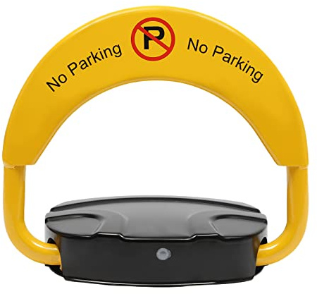 HUSPOO Parkplatzsperre Elektrisch Automatik Klappbar mit 2 Fernbedienung, Antikollision, 180° Faltbar, Wasserdicht, Parkplatz Sperre Automatische Barriere Alarmierte Werkzeug