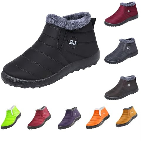 pay in 5 monthly payments items the deal Snow Boots Womens Winter Boots Wide Fit Ankle Boots Waterproof Work Boots Warm Faux Fur Lined Boots Cotton Walking Boots Slip On waterproof work boots