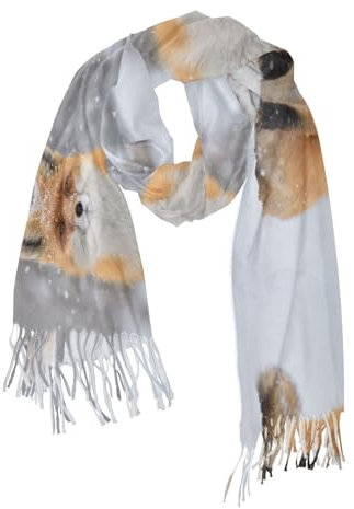 Yopersonalizes Damen-Schal, Schal, Winter, Schnee, Fuchs, Damenschal, Pashmina-Schal, Wraps für Abendkleid, Hochzeit, Stola, warm, Winter, Geburtstag, Weihnachten, Geschenke für Frauen, mehrfarbig, 42