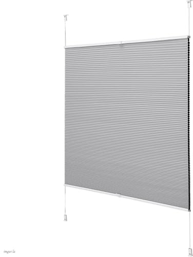 Joydeco Bikakeplissé utan borrning, mörkläggning termisk dubbel plissé Klemmfix bicolor plissé vikbar, solskydd, insynsskydd, bullerskydd, persienner, plisségardin, grå, 40 x 100 cm