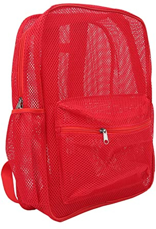 ZJchao Mesh Backpack, Mochilas de Malla para Adultos, Resistente, Liviana, de Gran Capacidad, Lavable, Transparente, Mochila de Malla, Mochila de Malla para Natación, Deportes de Playa (rojo)