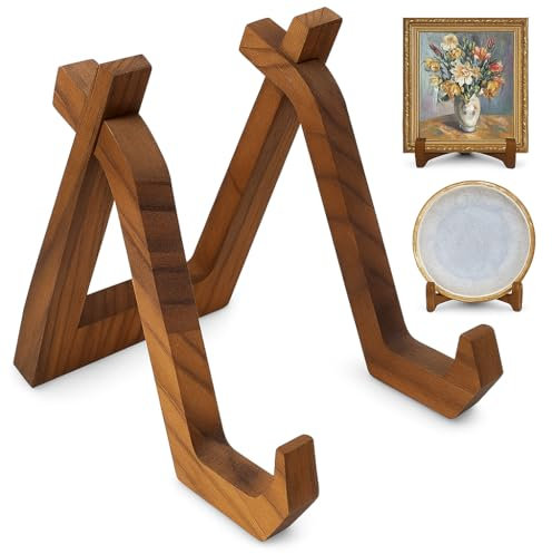LPEPLL Wooden Plate Stand for Display, 6 Inch Decorative Easel for Plaques, Pictures, Photo Frames, Books & Decorative Plates, Tabletop Display Stand for Home Decor