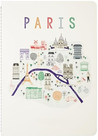 Jacques Herbin 94029T - Notizbuch Heft DIN A5 (14,8 X 21 cm), liniert, 16 Blatt 120g, Fadenbindung, Kollektion Paris, Stadtplan, 1 Stück