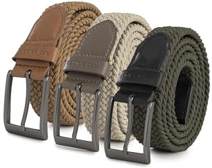 Redbridge Elastischer Flechtgürtel mit Metallschließe – Flexibler Stoffgürtel im 3er-Set Braun/Beige/Khaki 95